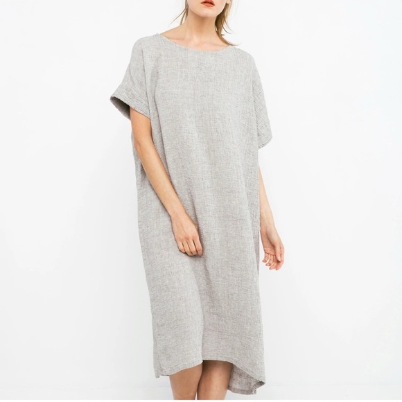 Elizabeth Suzann Midi in Midweight Linen Minimalist Lagenlook Dress OS